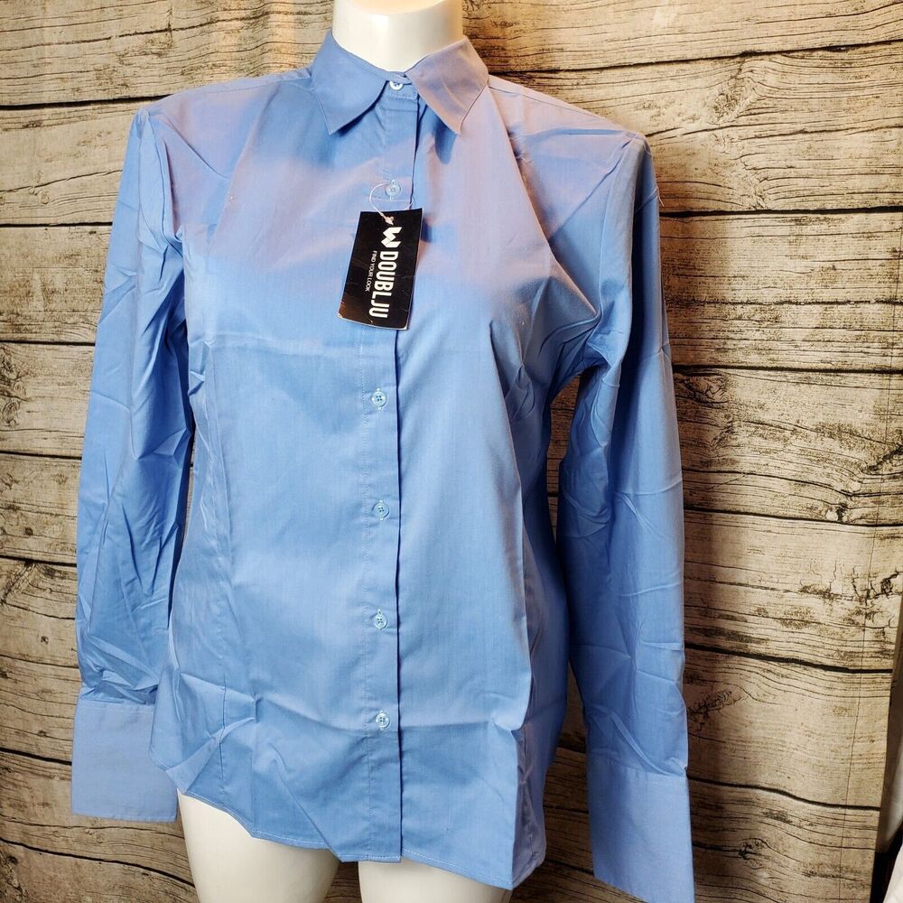Doublju Blue Button Down shirt Size 1XL NWT